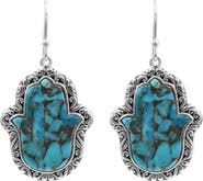 SAMUEL B. Sterling Silver Mohave Turquoise Hamsa Drop Earrings