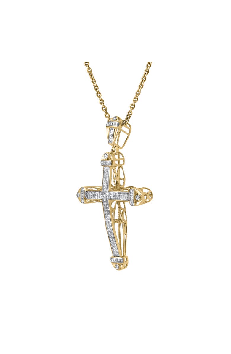LuvMyJewelry Haven 10K Gold Diamond Cross Pendant - 0.50 CT, Main, color, 10K Yellow Gold