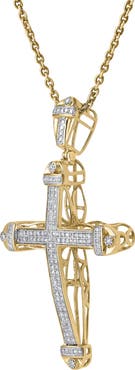 LuvMyJewelry Haven 10K Gold Diamond Cross Pendant - 0.50 CT