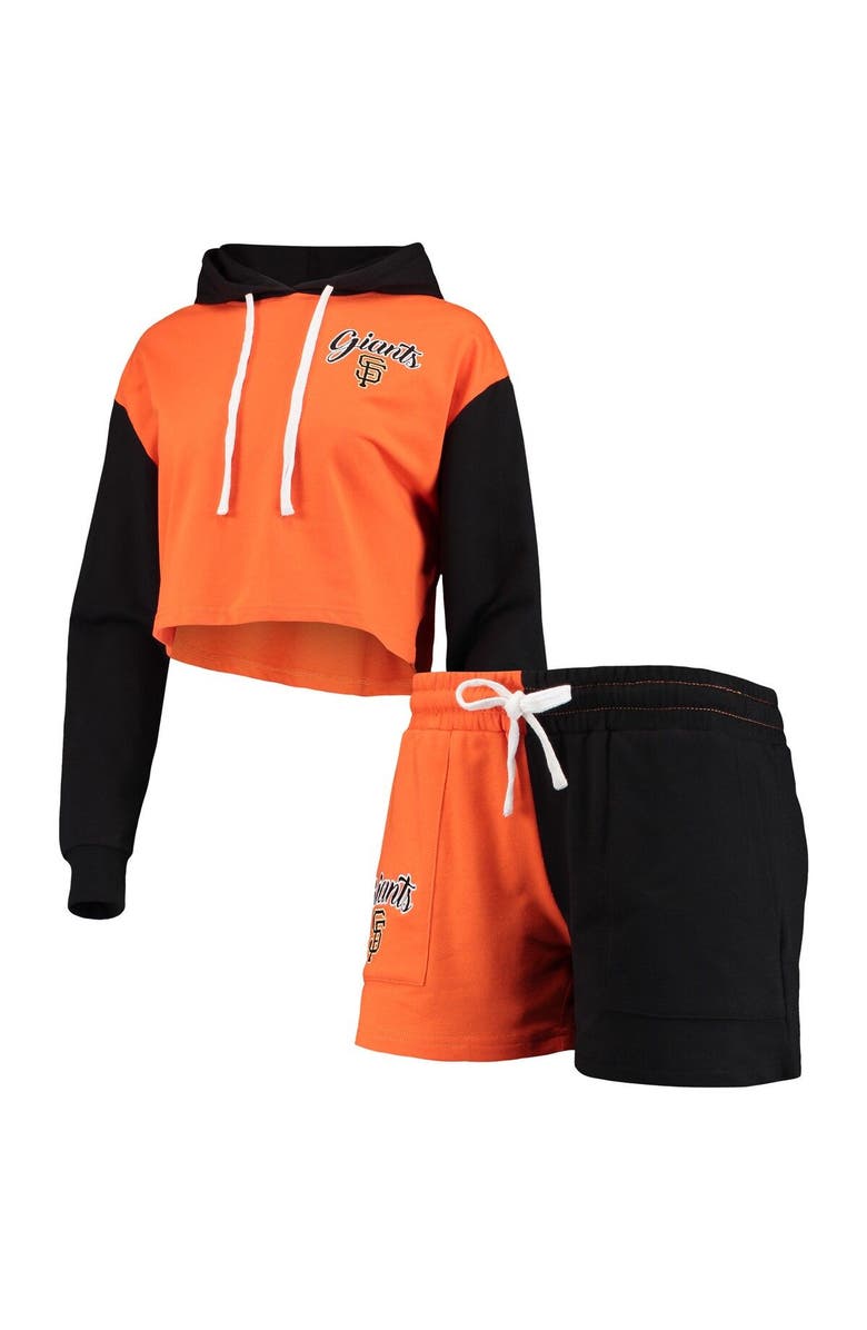 FOCO Women's FOCO Orange/Black San Francisco Giants Color-Block Pullover Hoodie & Shorts Lounge Set, Main, color, Orange