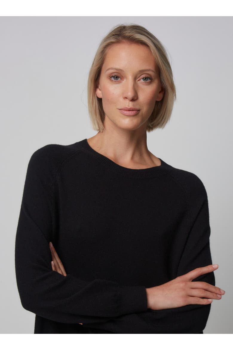 Organic Cotton Stretch Long Sleeve Crewneck Dress, Alternate, color, NOIR