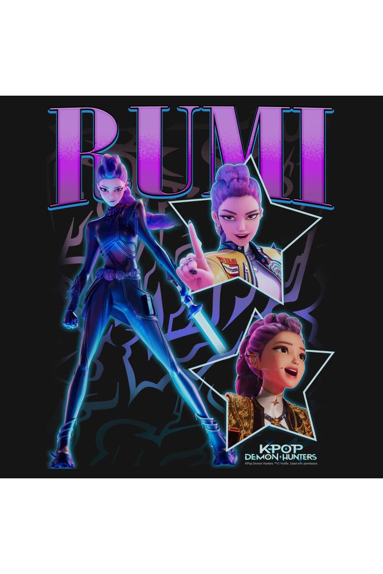 Junior's KPop Demon Hunters Rumi Stars Logo  Sweatshirt, Alternate, color, Black