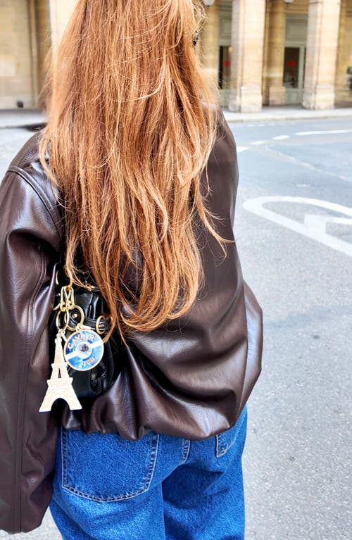 Solar Eclipse Hand Painted Caviar Key Chain Bag Charm In Blue