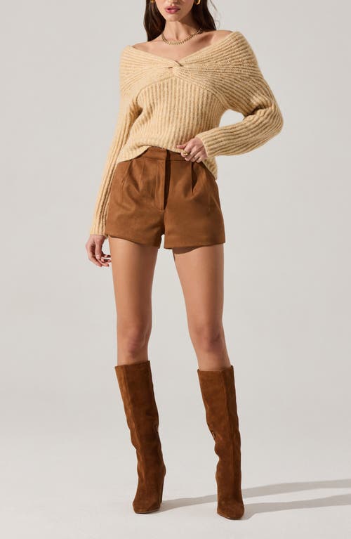 Astr The Label Franisbel Off The Shoulder Sweater In Brown