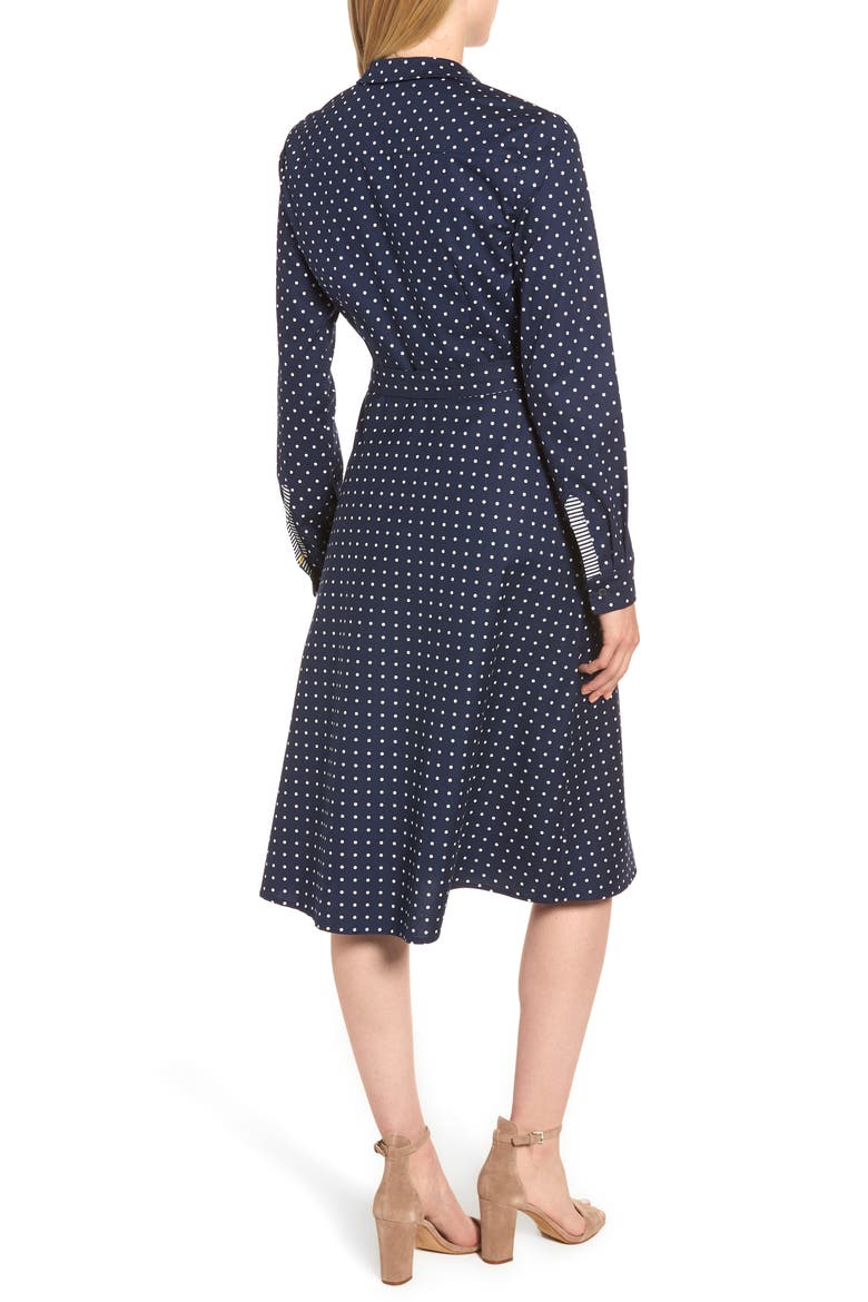 Posy Polka Dot Shirtdress, Alternate, color, NAVY SPOT