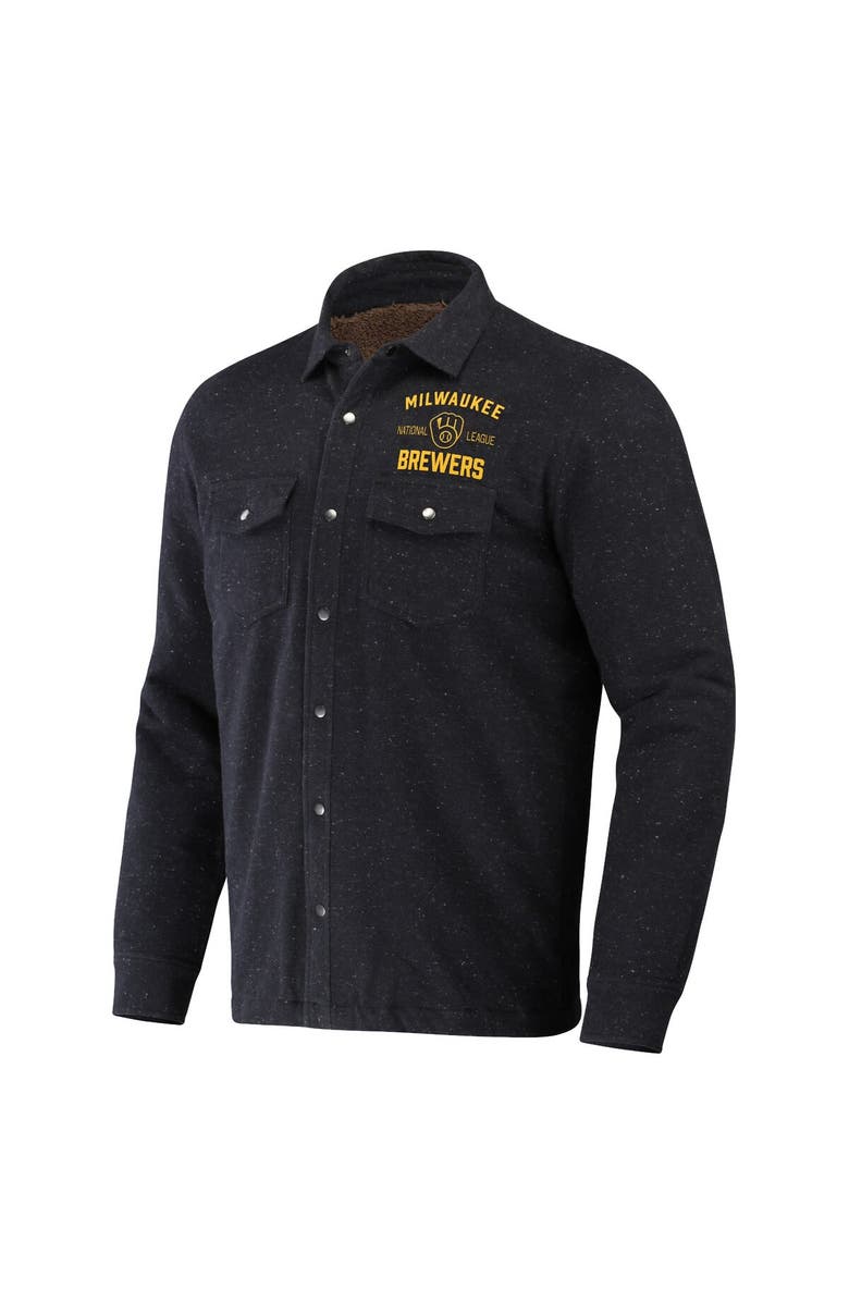 Darius Rucker Collection by Fanatics Men's Darius Rucker Collection by Fanatics Black Milwaukee Brewers Ringstop Full-Snap Shacket, Alternate, color, Black