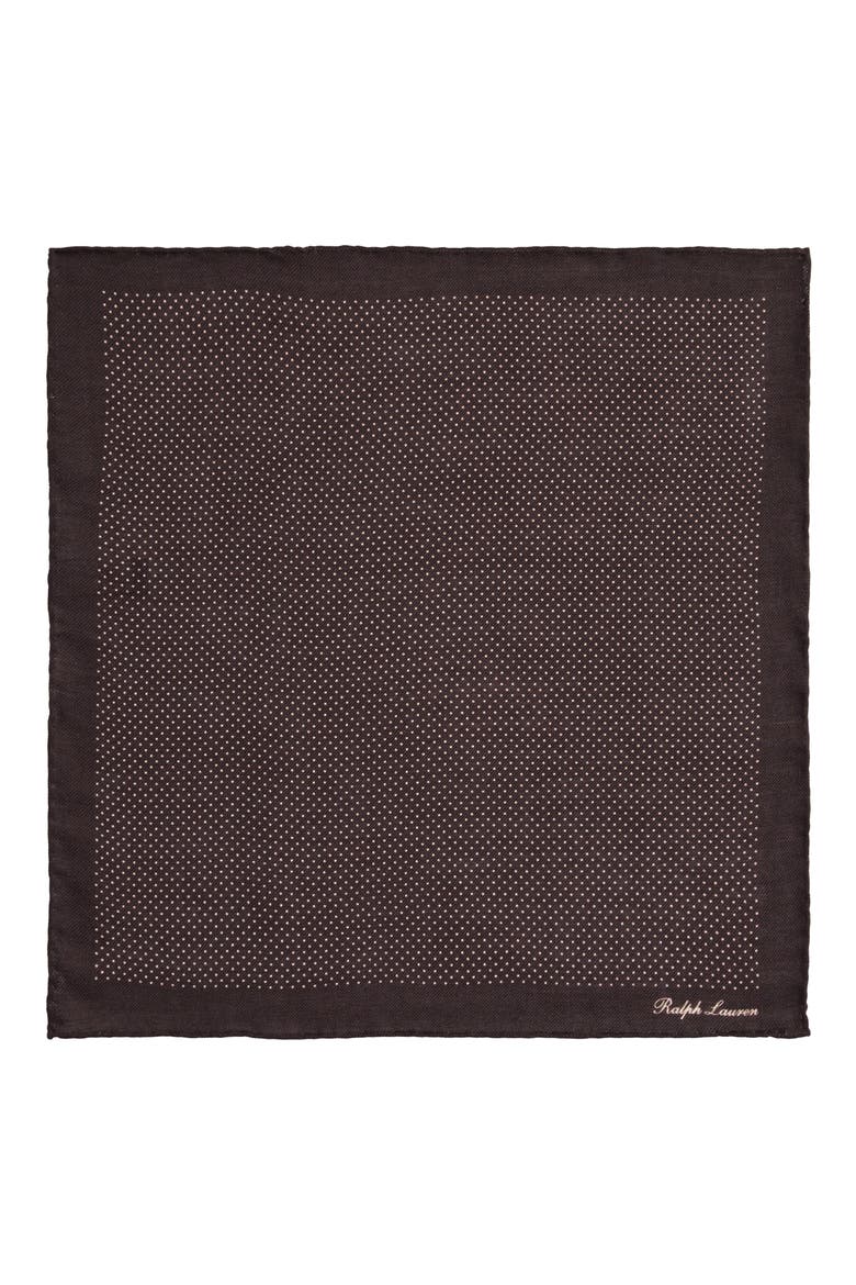 Pin Dot Cashmere & Silk Pocket Square, Alternate, color, BROWN