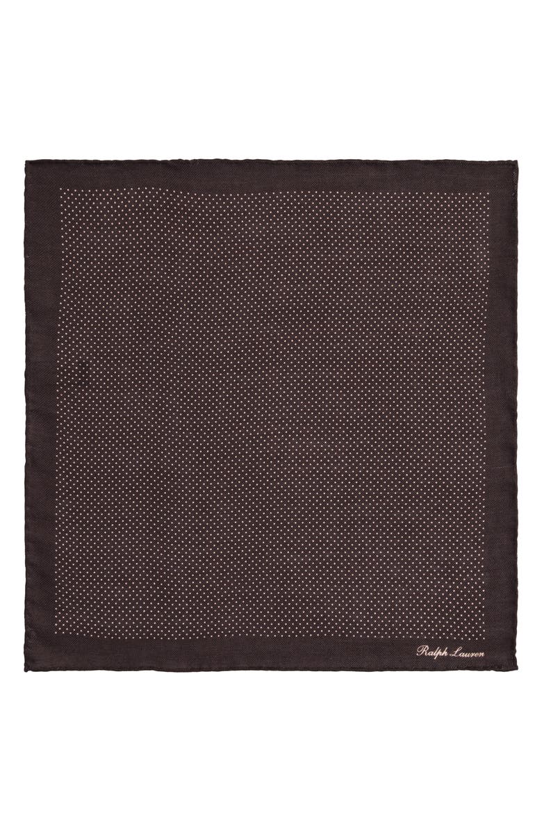 Ralph Lauren Purple Label Pin Dot Cashmere & Silk Pocket Square, Alternate, color, Brown