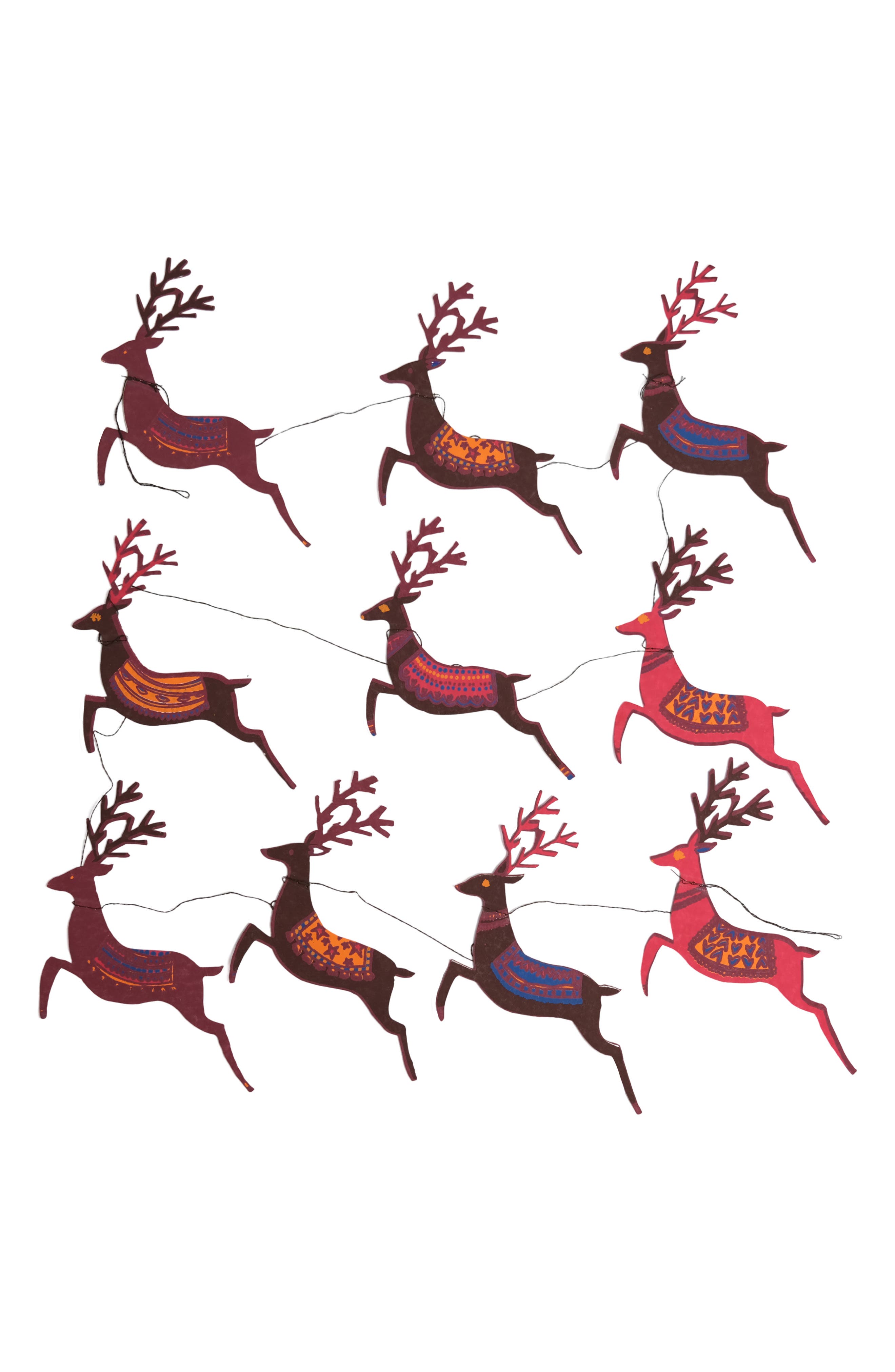East End Press Paper Reindeer Sewn Garland in Mixed 