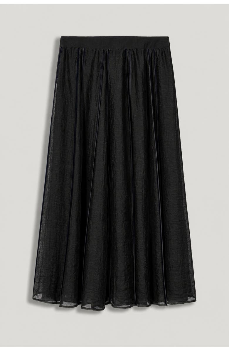 Nocturne Sheer Pleated Midi Skirt, Alternate, color, Black
