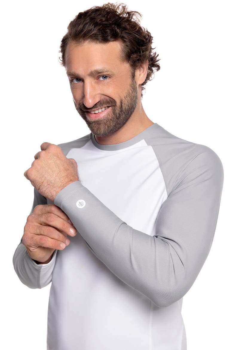 Men's LumaLeo Hightide Long Sleeve Swim Shirt, UPF 50+ Sun Protection, Alternate, color, Slate/White Colorblock
