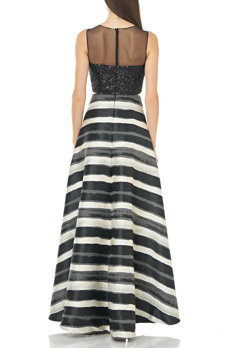 Carmen Marc Valvo Infusion Sequin & Stripe Ballgown, Alternate, color, 