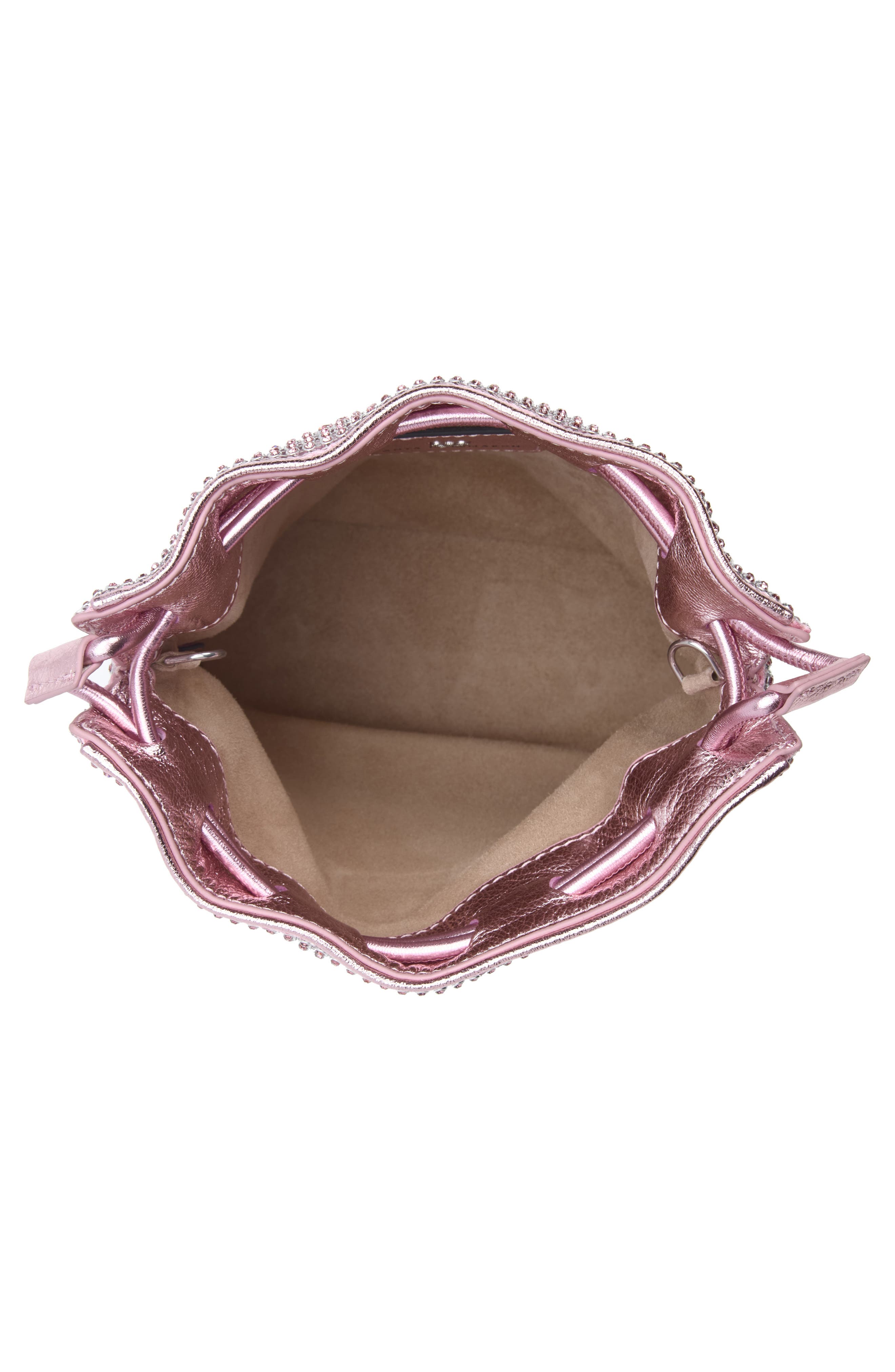 Eyes Crystal Mesh Drawstring Pouch, Alternate, color, PINK