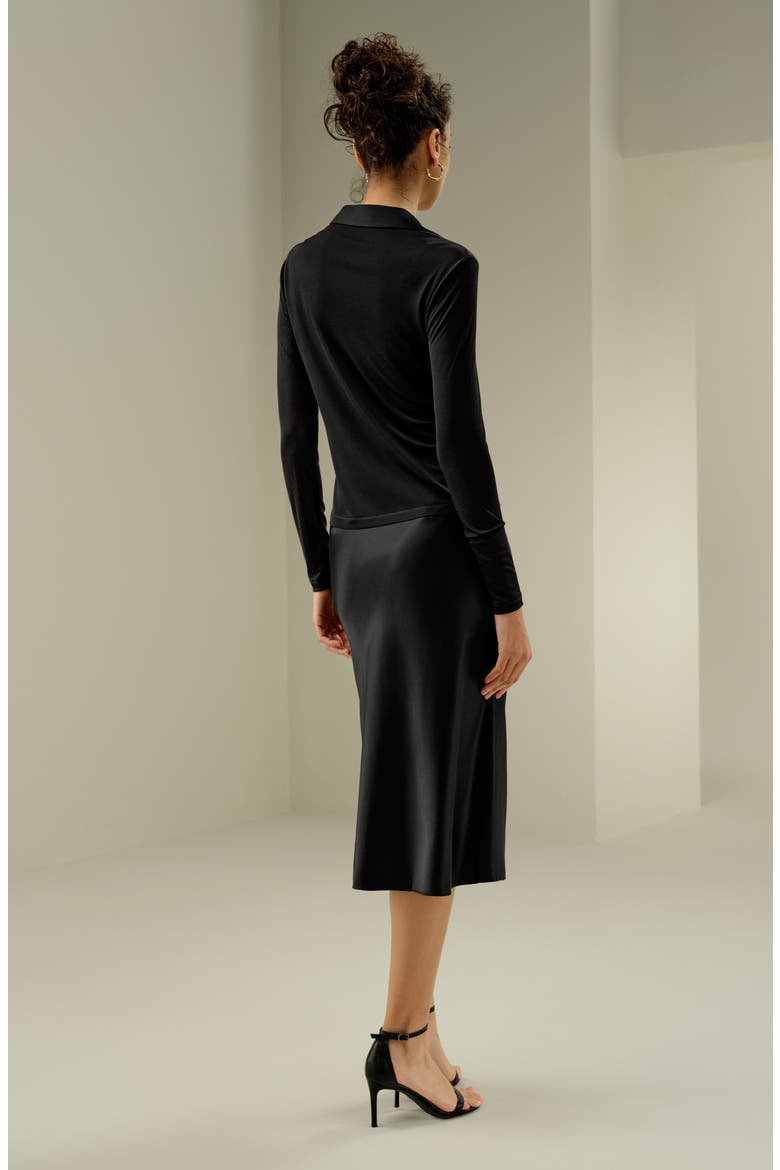 Women's Silk Jersey Basic Slim Shirt, Alternate, color, Black