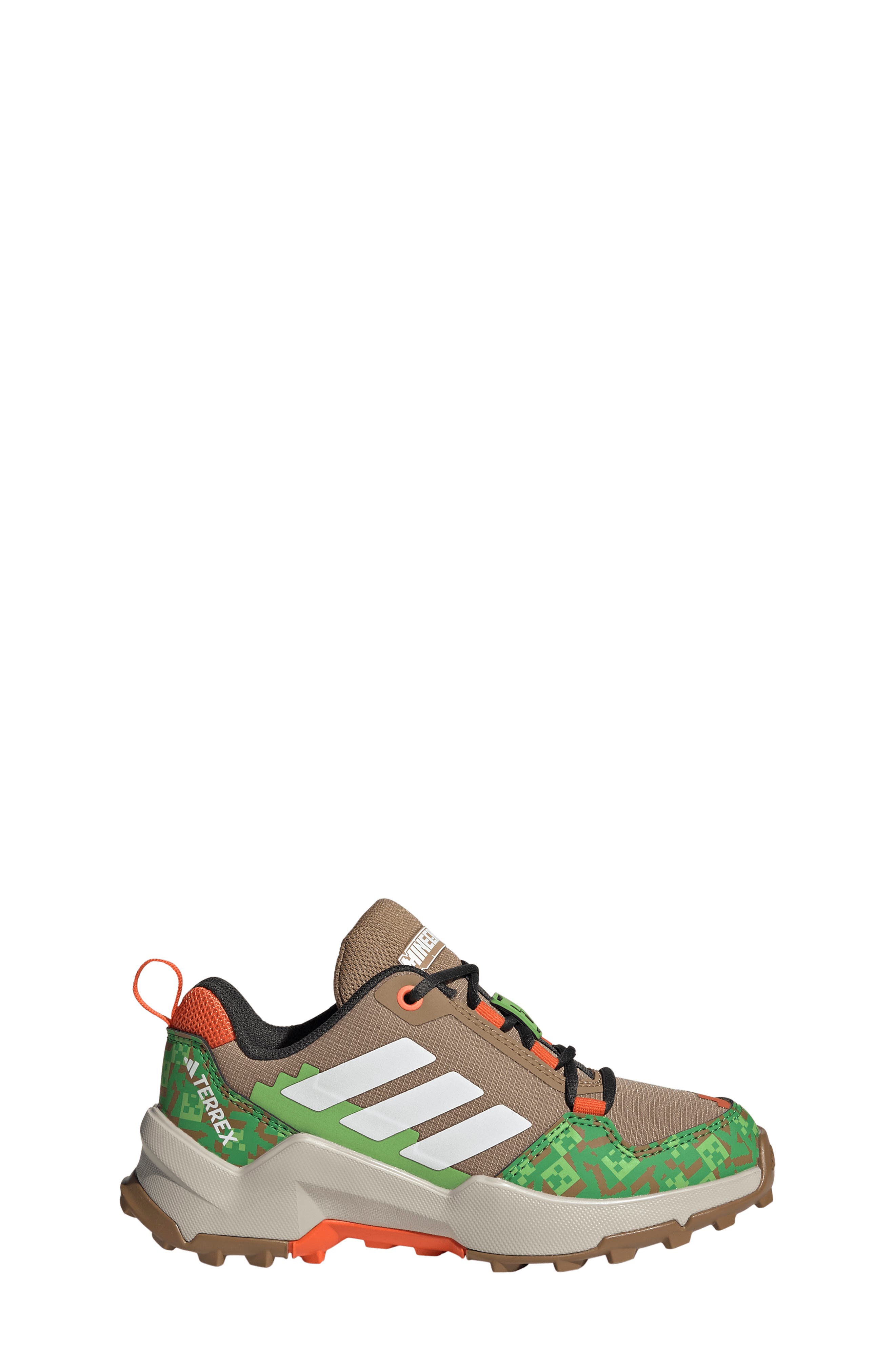 adidas x Minecraft<sup>®</sup> Kids' Terrex Ax4r Mid Hiking Shoe, Alternate, color, Cardboard/ White/ Orange