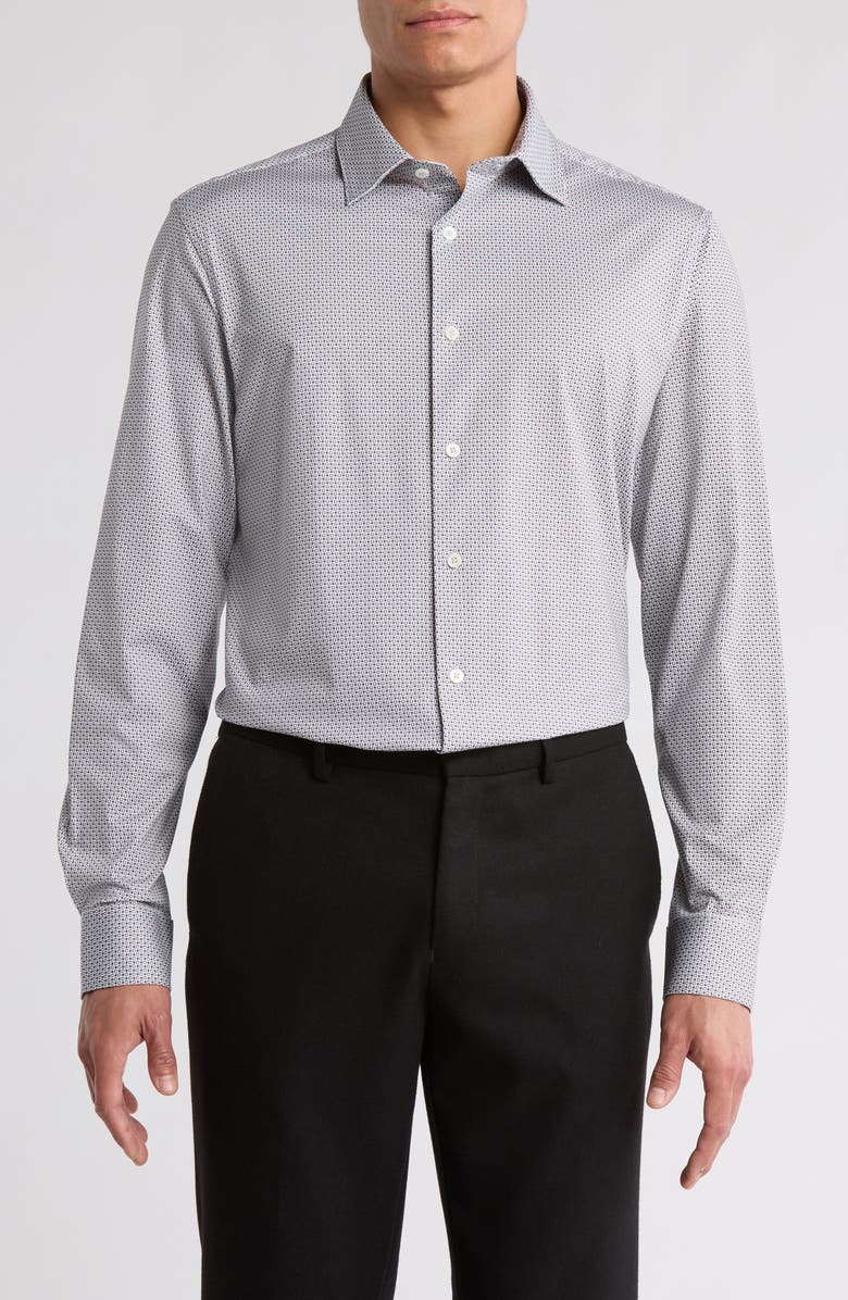 Bugatchi James Shaped Fit Comfort Stretch Button Up Shirt, Main, color, 