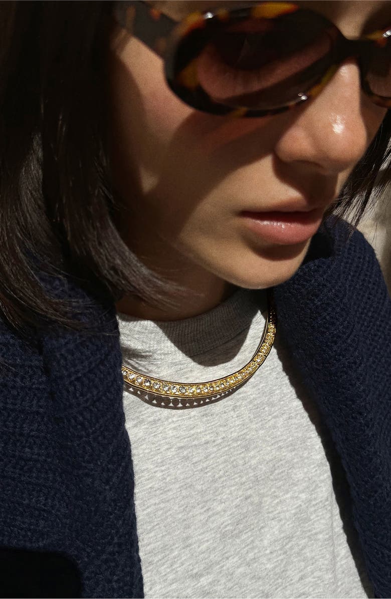 BaubleBar Josephine Crystal Collar Necklace, Alternate, color, Clear