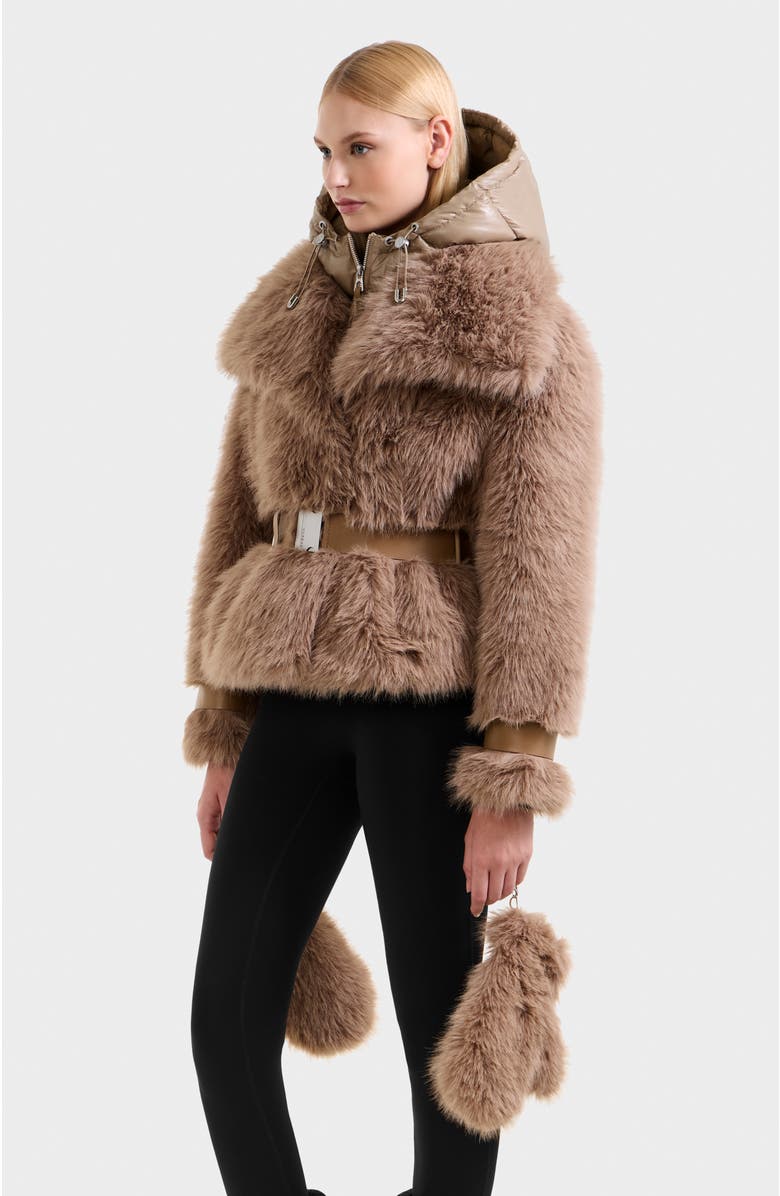 Rudsak Chloe Faux Fur Jacket with Puffer Hood, Alternate, color, 