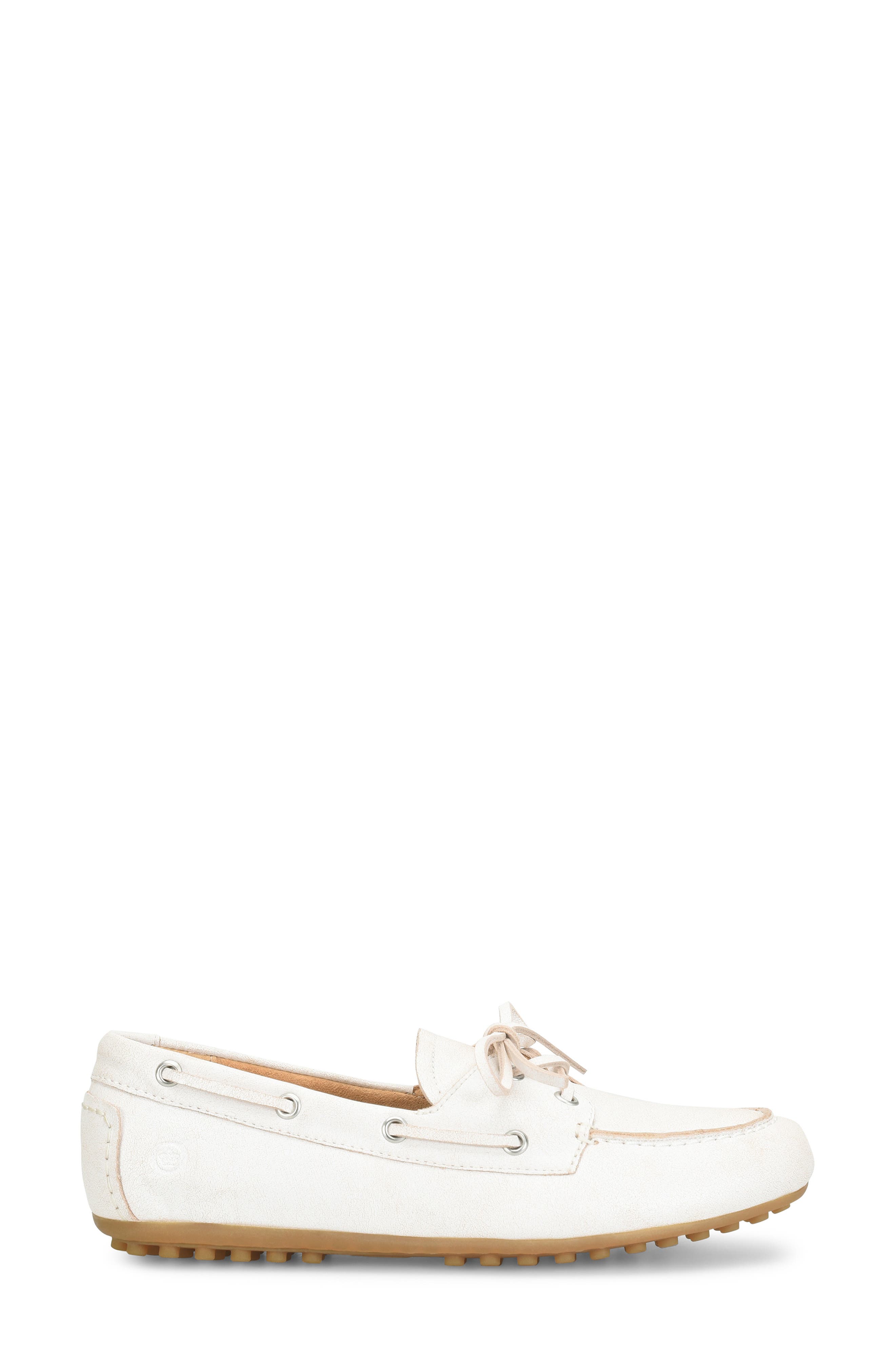 Børn Faye Boat Shoe, Alternate, color, White Leather