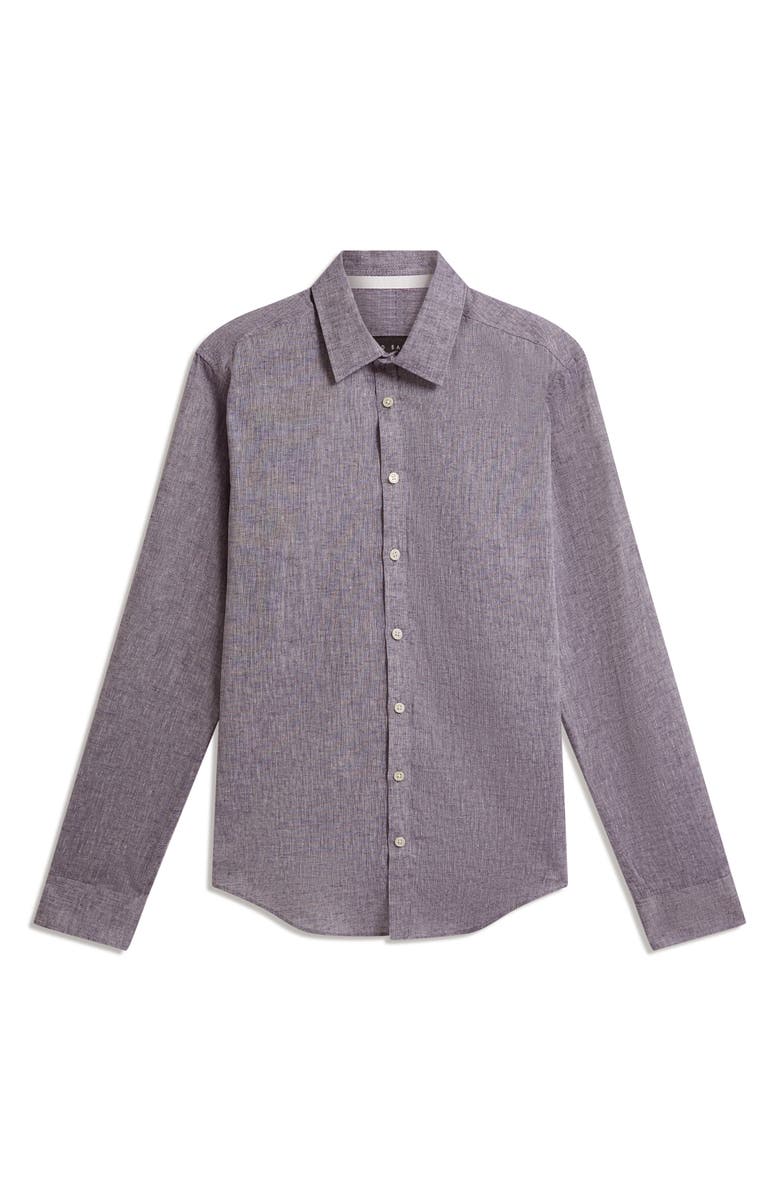 Ted Baker Prynn Regular Fit Linen & Cotton Button-Up Shirt, Alternate, color, Navy