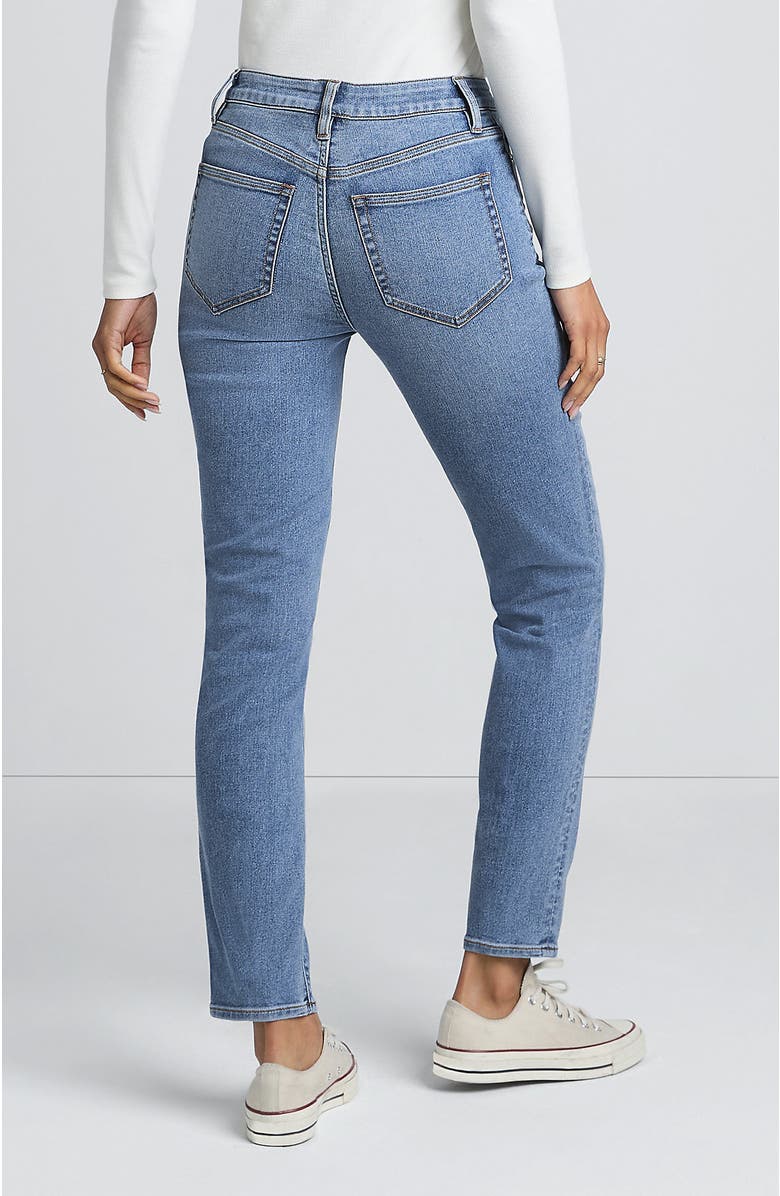 Lands' End Recover Denim Mid Rise Slim Leg Jeans, Alternate, color, Beau Blue