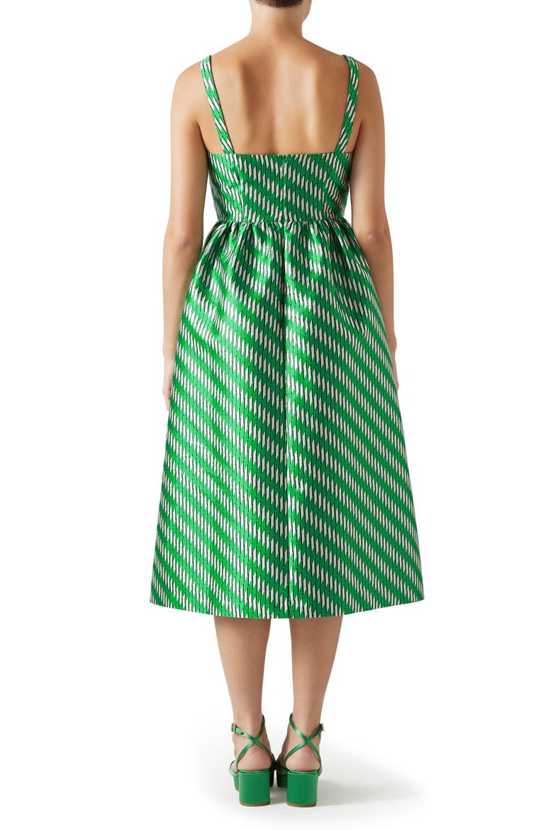 Elodie Metallic Geo Jacquard Midi Dress, Alternate, color, GREEN