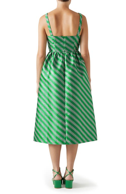 Lk Bennett Elodie Metallic Geo Jacquard Midi Dress In Green