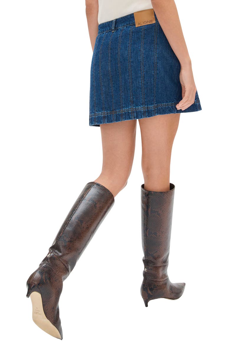 ALIGNE Garnet Topstitch Detail Denim Miniskirt, Alternate, color, Ocean Blue