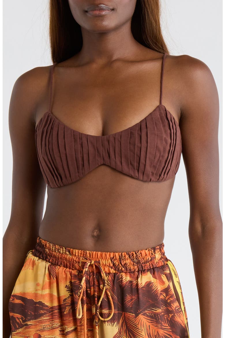 Ruched Bralette Undewire Bikini Top, Main, color, COCO