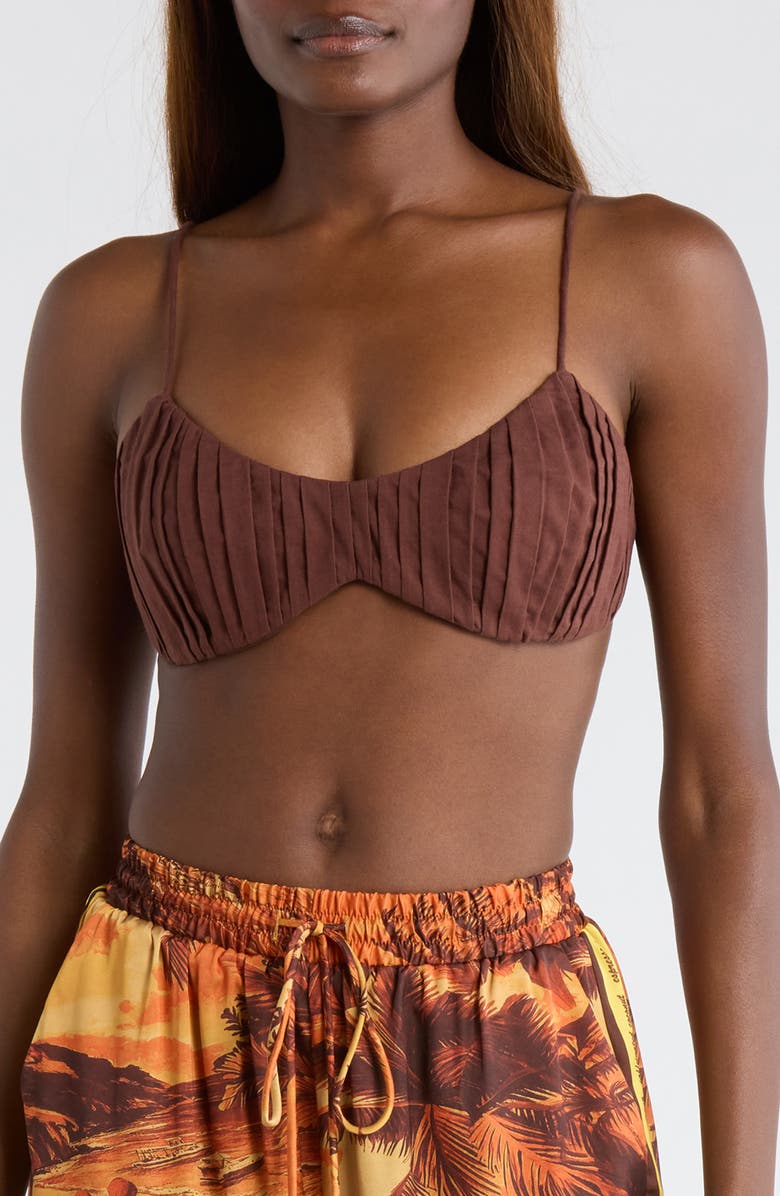 Kulani Kinis Ruched Bralette Undewire Bikini Top, Main, color, Coco