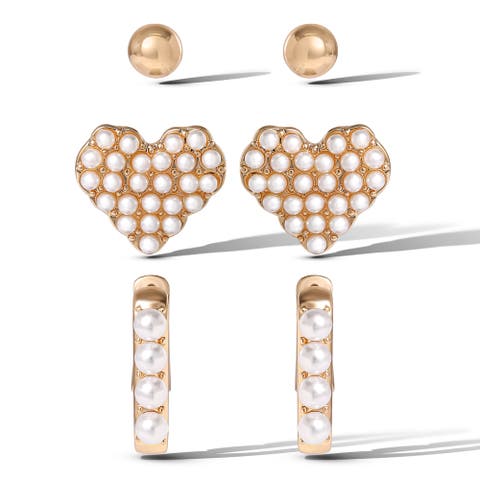 Pearl Stud Earring Set of 3