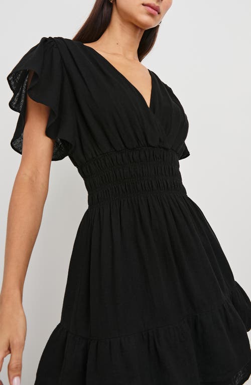 Rails Kimora Smocked Waist Linen Blend Dress In Black