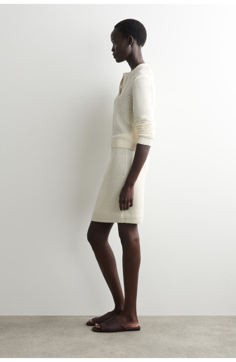 COS Textured Knitted Cotton Mini Skirt, Alternate, color, White