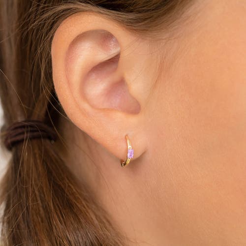 Shop In Season Jewelry 14k Baguette Cut Huggie Earrings In Pink
