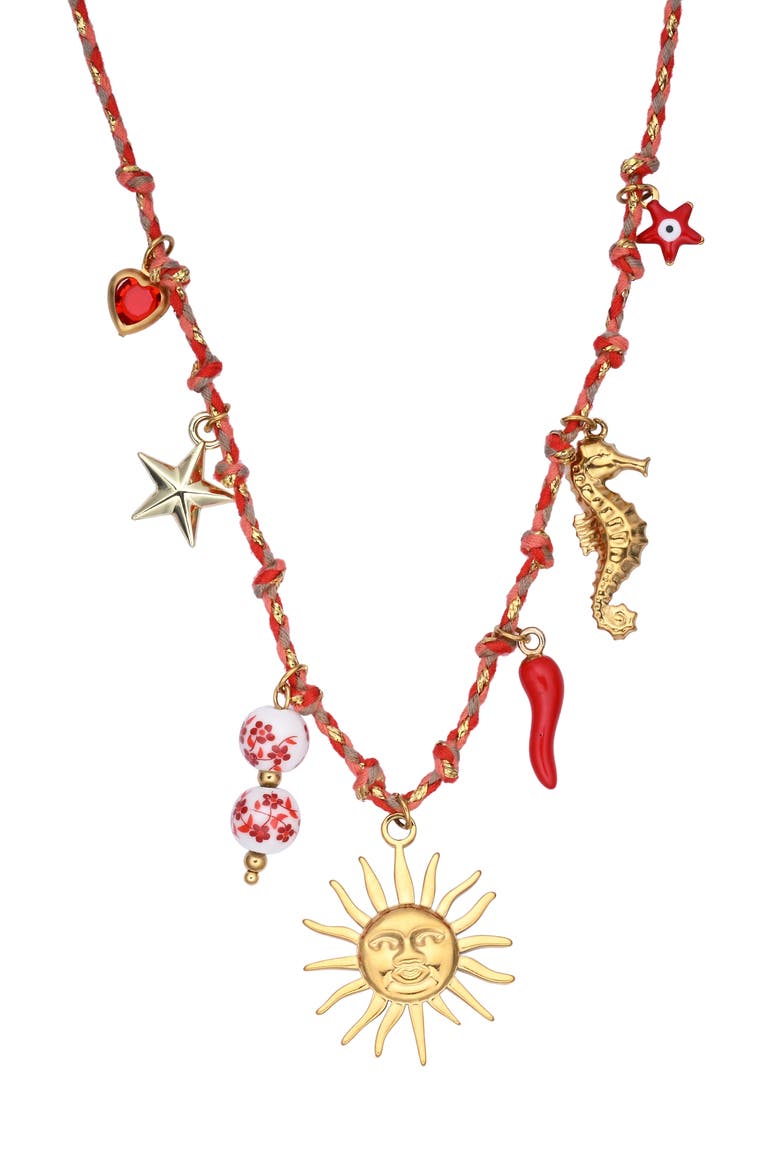 Millie Charm Necklace, Alternate, color, RED