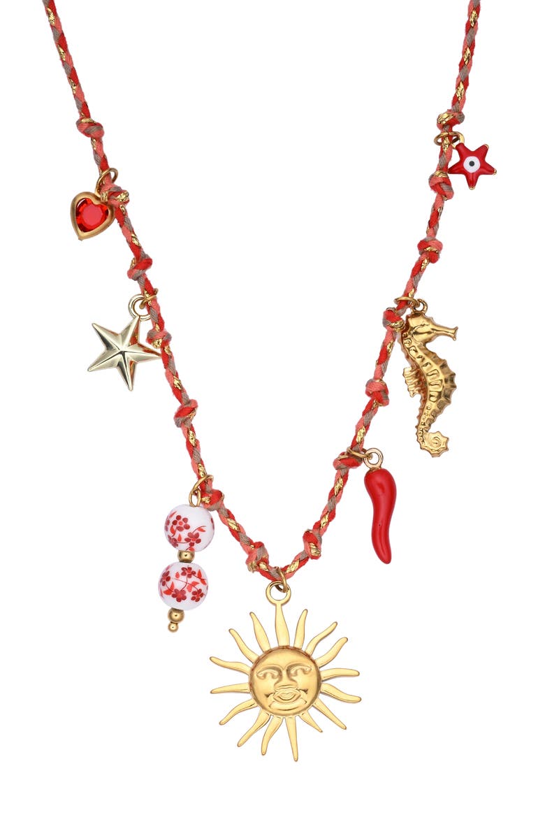EYE CANDY LOS ANGELES Millie Charm Necklace, Alternate, color, Red