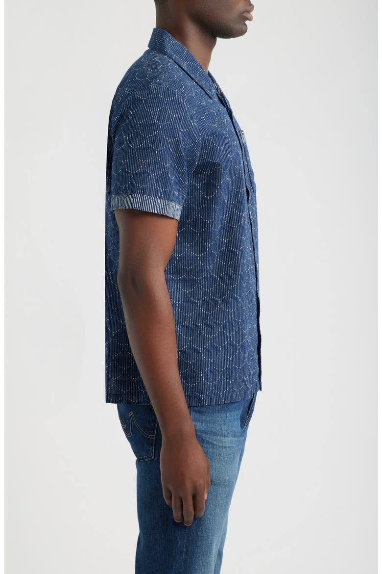 Scales Woven Camp Shirt, Alternate, color, NAVY