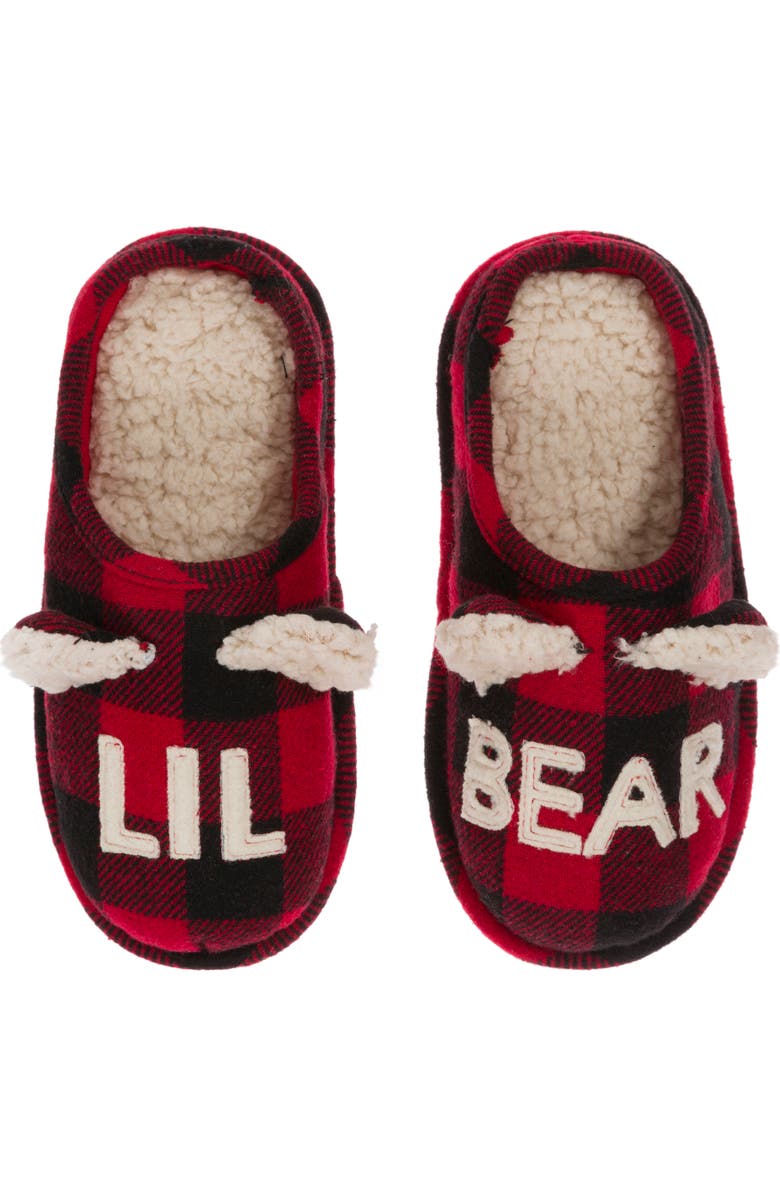 DEARFOAMS Kids' Buffalo Check Lil Bear Clog Slipper, Main, color, Red Plaid