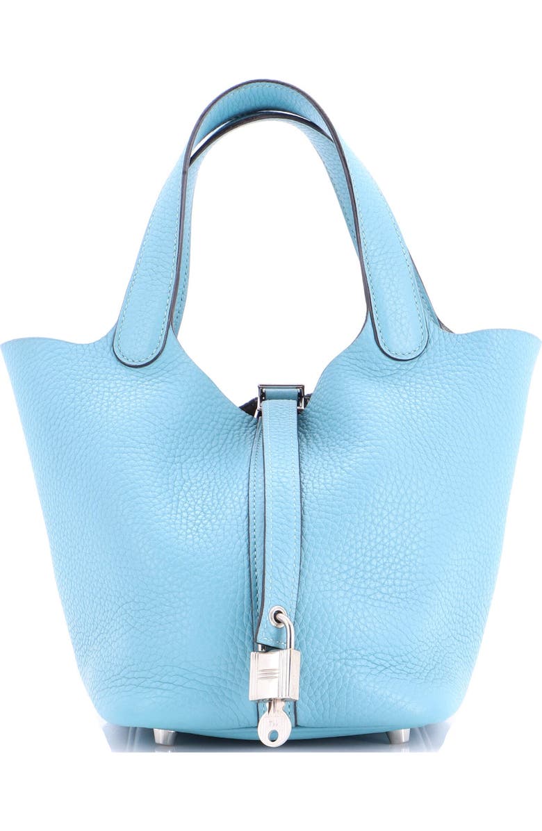 Pre-Owned Hermes Picotin Lock Bag Clemence PM, Main, color, Bleu Atoll
