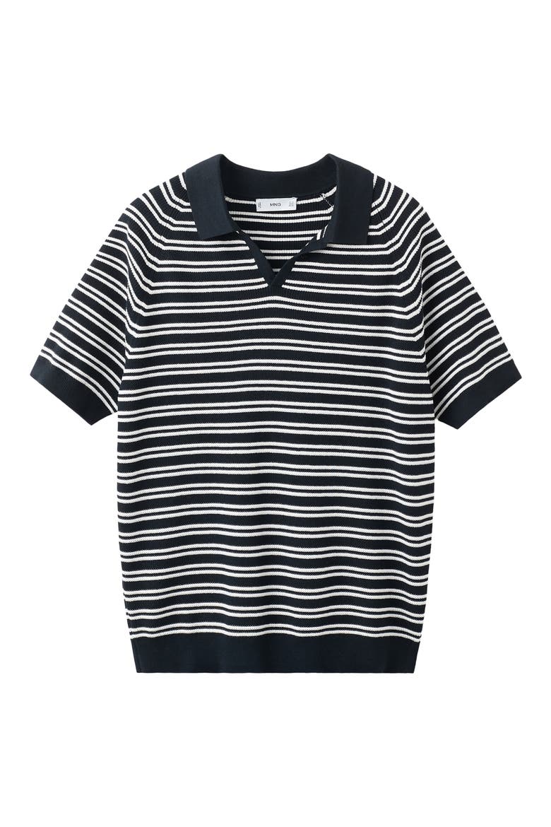 Stripe Knit Polo, Alternate, color, NAVY