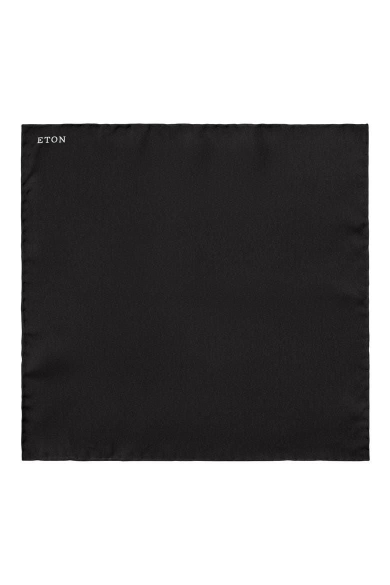 Silk Pocket Square, Alternate, color, BLACK