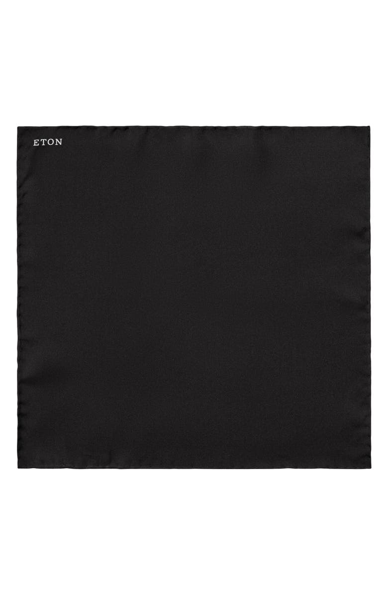 Eton Silk Pocket Square, Alternate, color, Black