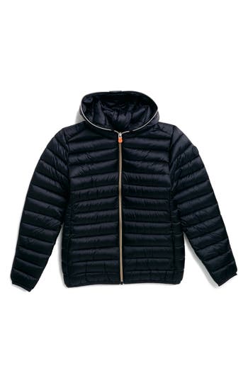 Save The Duck Kids' Irene Water Repellent Hooded Puffer Jacket In Black