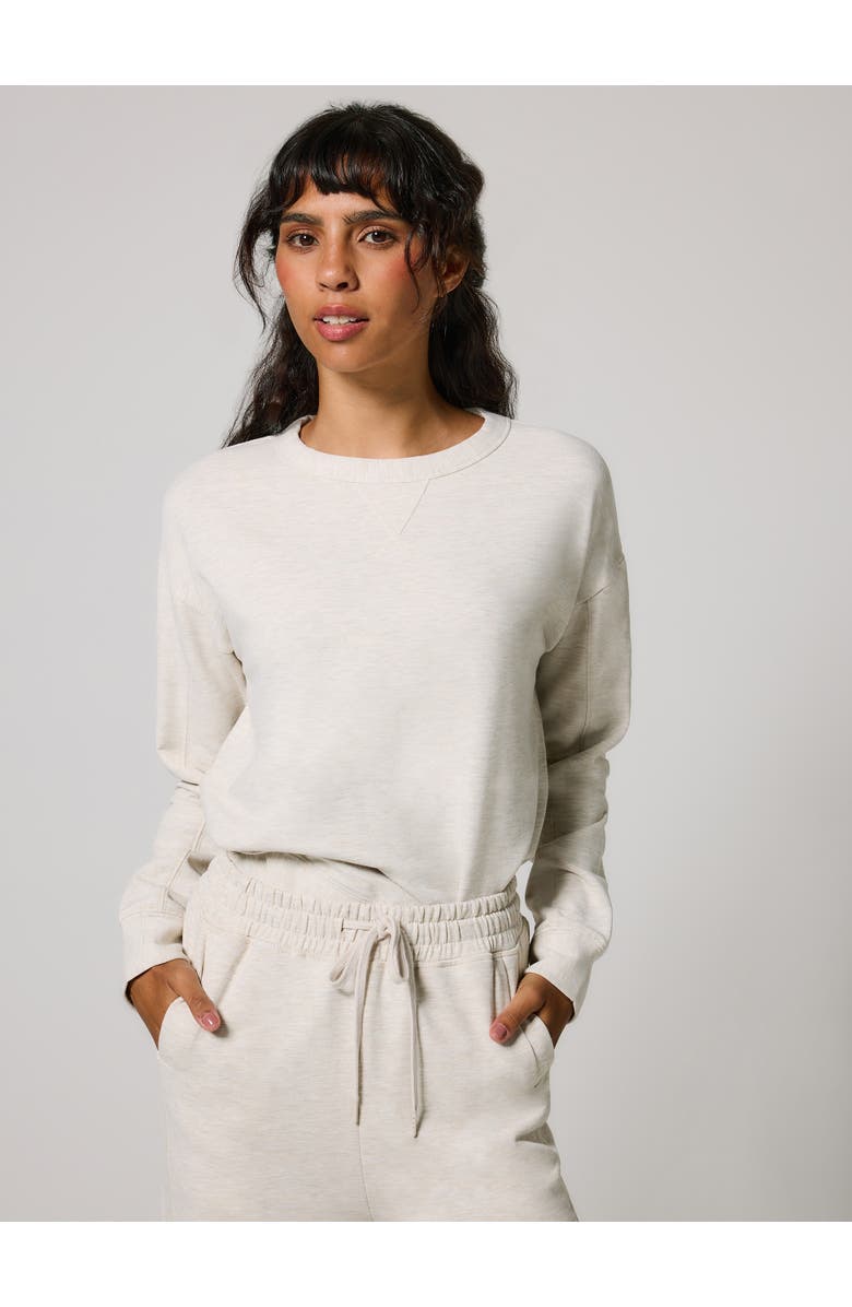 LOVALL Luxe Lounge Jogger + Sweatshirt Set, Alternate, color, Vanilla Marl