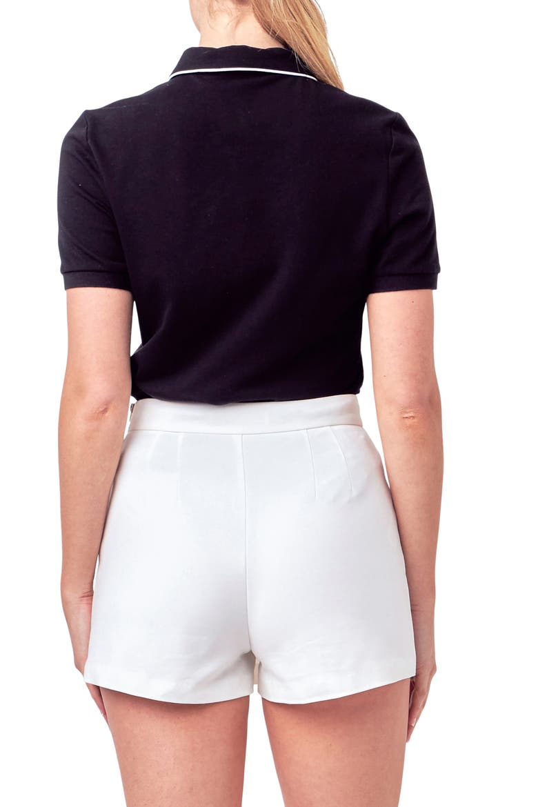 Piped Polo Shirt, Alternate, color, BLACK
