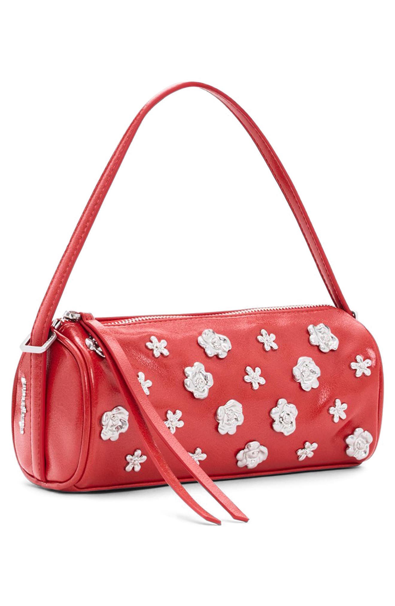 Small Faux Leather Shoulder Bag, Alternate, color, RED