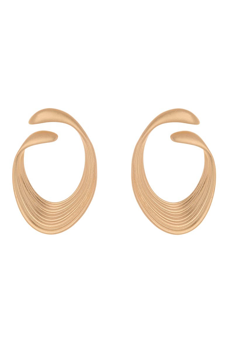 Birdie Brushed Twist Loop Earrings, Alternate, color, GOLD TONE