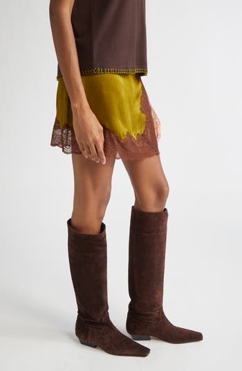 Siedrés Niera Lace Trim Satin Miniskirt | Nordstrom