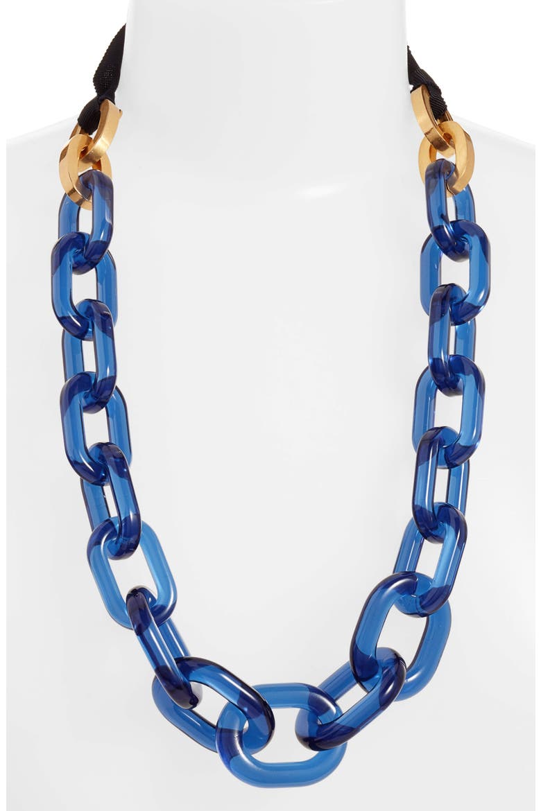 Lucite® Link Necklace, Alternate, color, NAVY