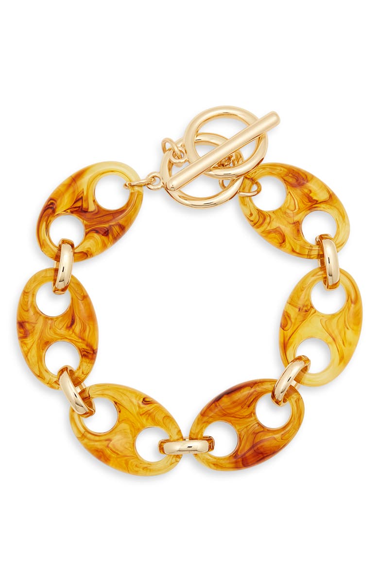 Nordstrom Chunky Resin Mariner Link Bracelet, Main, color, Amber- Gold